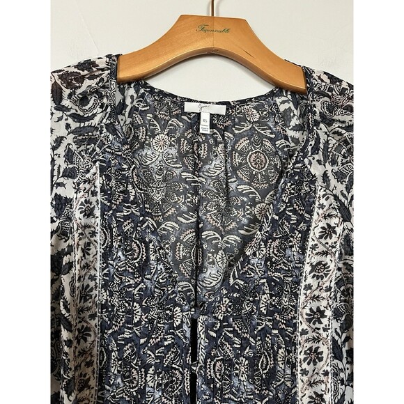 Joie 100% Silk Tunic Shift Dress, 3/4 Sleeve Tapestry Floral Pattern‎ Size XS - Picture 3 of 11